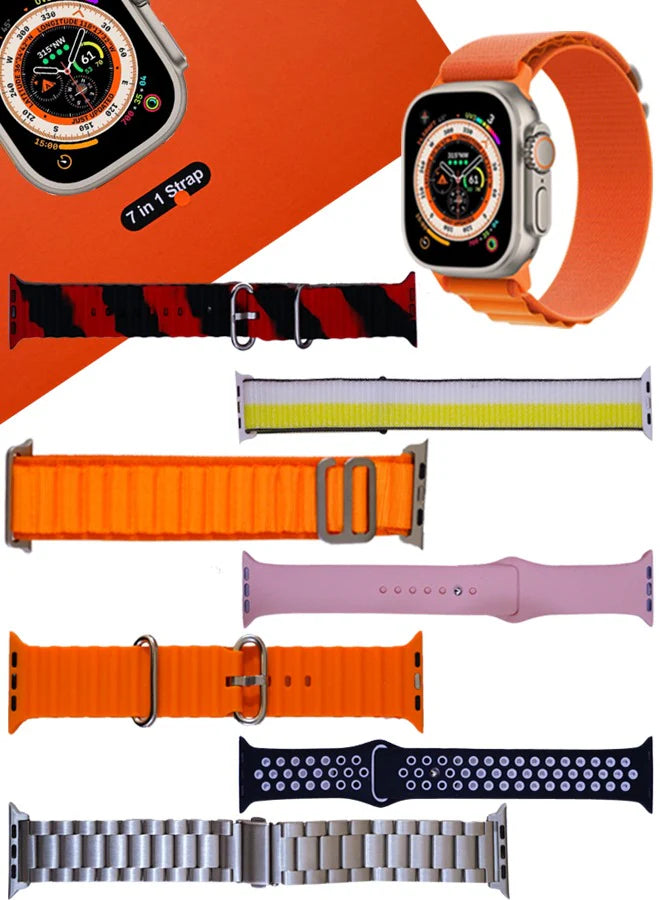 Ultra Smart Watch Series 8 with 7 extras Straps 49mm HD Touch Screen Waterproof