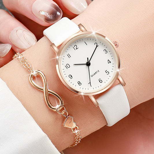 White Leather Strap with Love Heart Bracelet